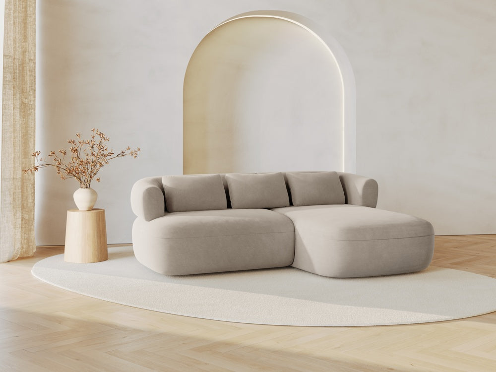 
3-Seater Designer Corner Sofa "Estro" - Velvet Beige / Right-hand corner section