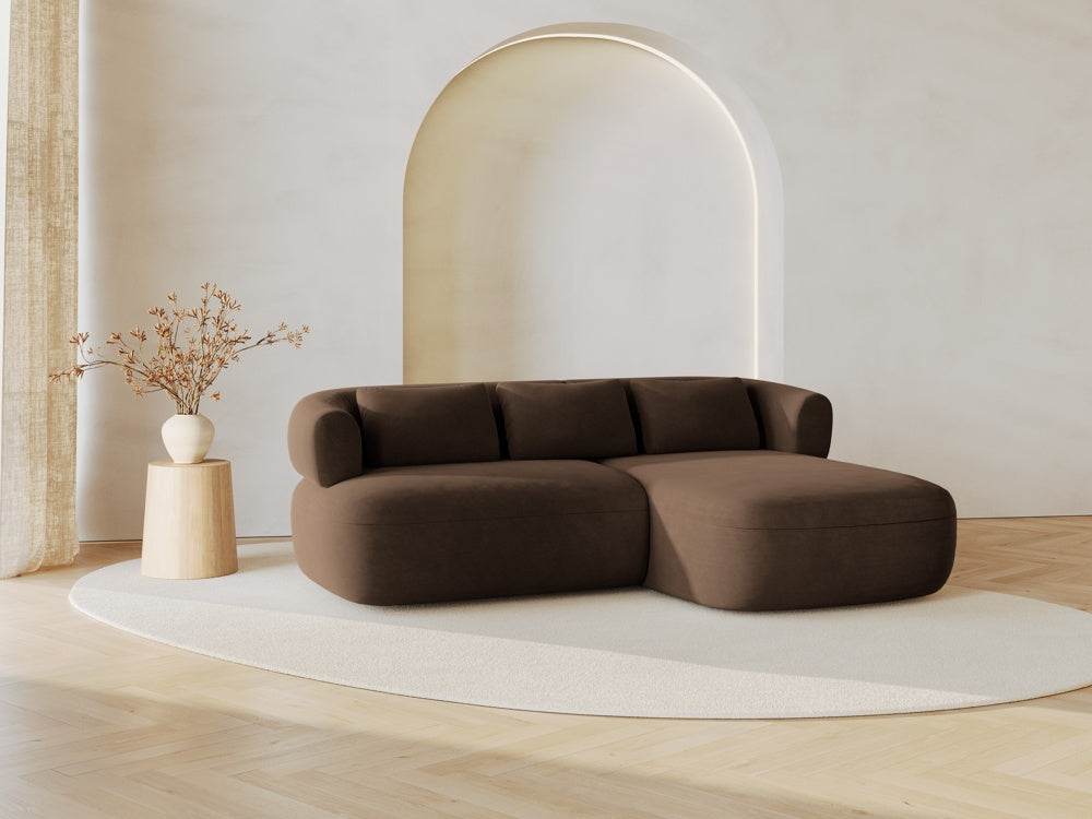 
3-Seater Designer Corner Sofa "Estro" - Velvet Chocolate / Right-hand corner section