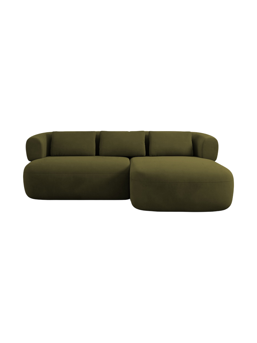 
3-Seater Designer Corner Sofa "Estro" - Velvet Green / Right-hand corner section