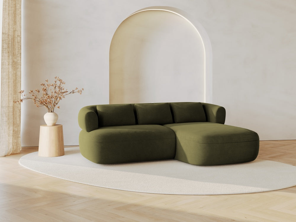 
3-Seater Designer Corner Sofa "Estro" - Velvet Green / Right-hand corner section