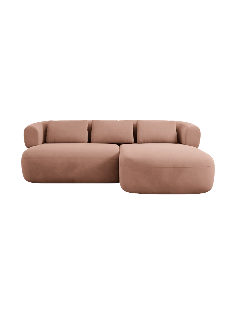 
3-Seater Designer Corner Sofa "Estro" - Velvet Rose / Right-hand corner section