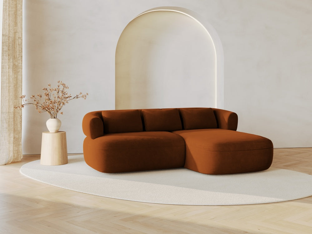 
3-Seater Designer Corner Sofa "Estro" - Velvet Rose / Right-hand corner section
