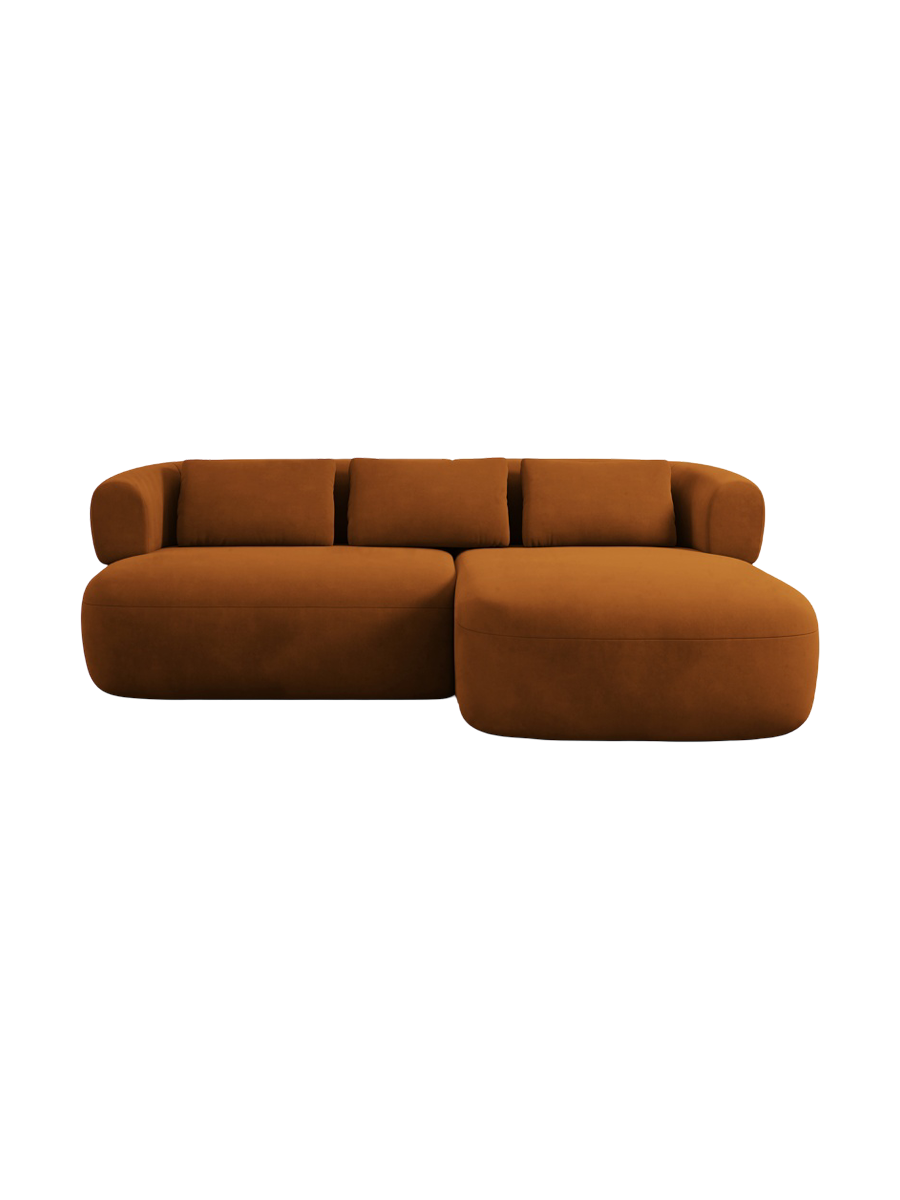 
3-Seater Designer Corner Sofa "Estro" - Velvet Terracotta / Right-hand corner section