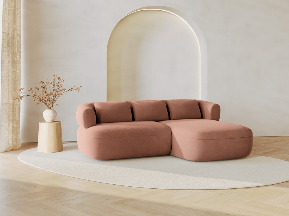 
3-Seater Designer Corner Sofa "Estro" - Velvet Terracotta / Right-hand corner section