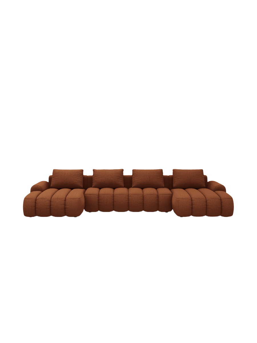 
5-Seater Designer Panoramic Sofa "Kimi" with Sleeping Function - Upholstery fabric Brick