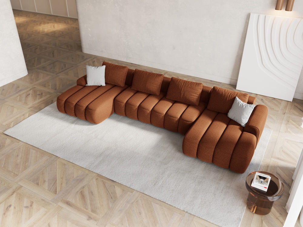 
5-Seater Designer Panoramic Sofa "Kimi" with Sleeping Function - Upholstery fabric Brick