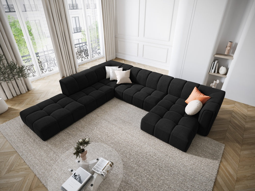 
Grosses Design Panorama-Sofa "Adams" - Chenille Schwarz / Lange Seite links