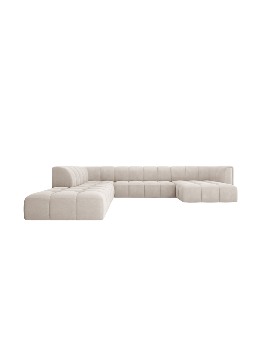 
Grosses Design Panorama-Sofa "Adams" - Chenille Beige / Lange Seite links