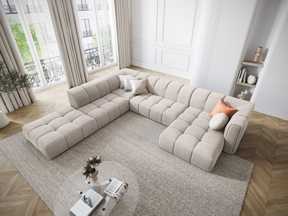 
Grosses Design Panorama-Sofa "Adams" - Chenille Beige / Lange Seite links