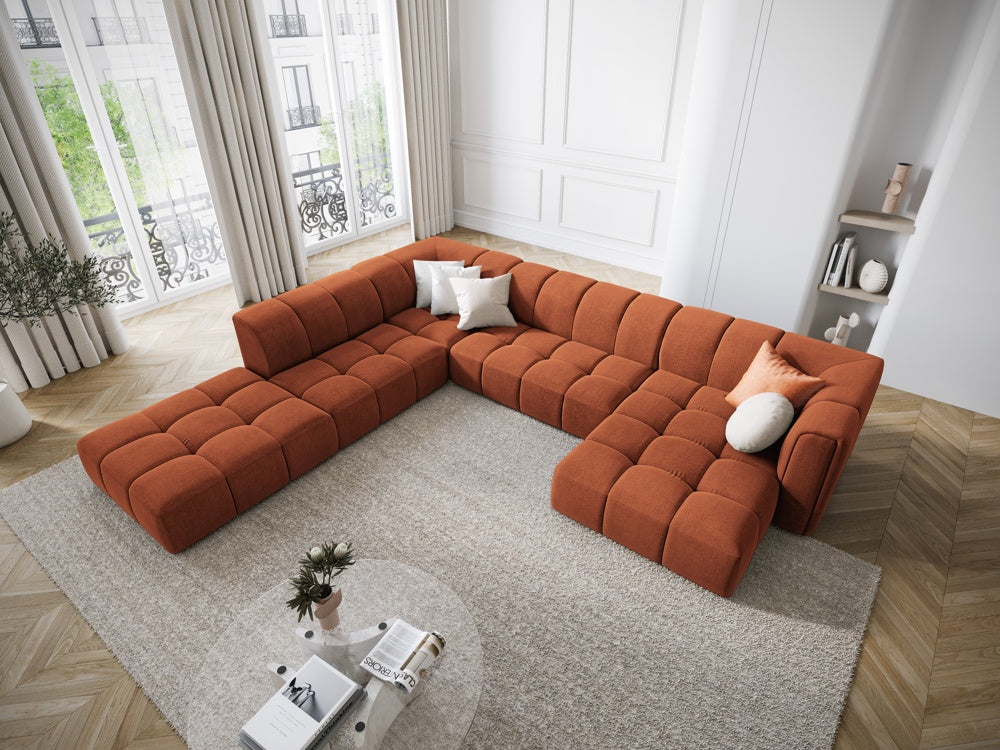 
Grosses Design Panorama-Sofa "Adams" - Chenille Terracotta / Lange Seite links