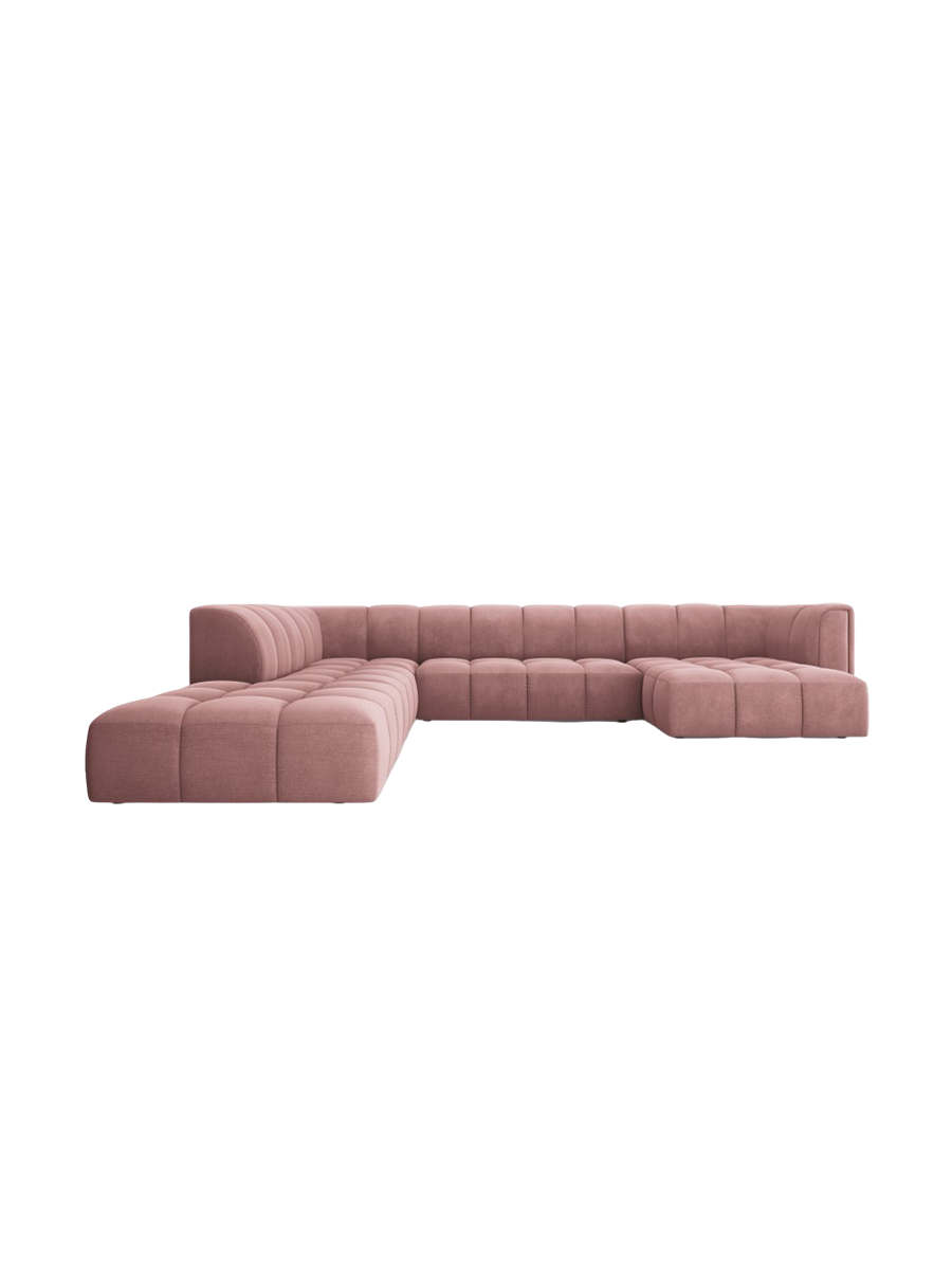 
Grosses Design Panorama-Sofa "Adams" - Chenille Rosa / Lange Seite links