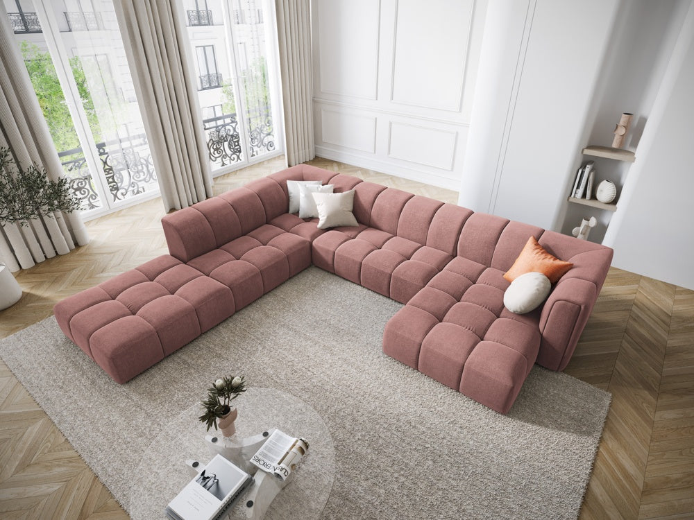 
Grosses Design Panorama-Sofa "Adams" - Chenille Rosa / Lange Seite links