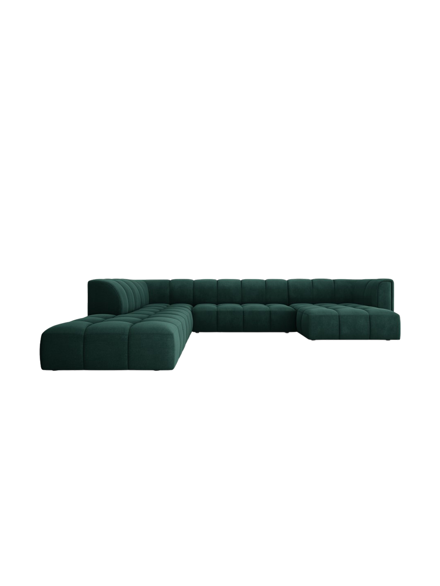 
Grosses Design Panorama-Sofa "Adams" - Chenille Flaschengrün / Lange Seite links