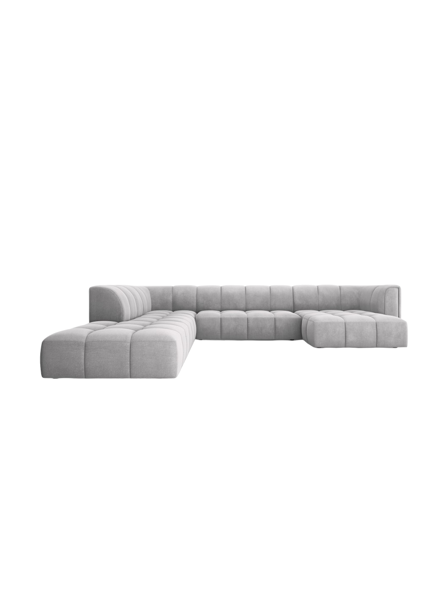 
Grosses Design Panorama-Sofa "Adams" - Chenille Hellgrau / Lange Seite links
