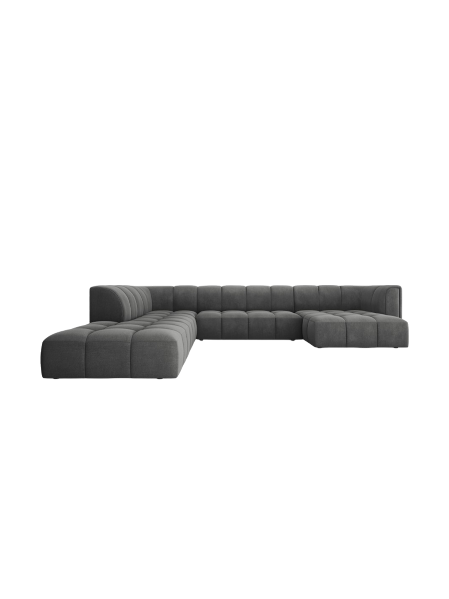 
Grosses Design Panorama-Sofa "Adams" - Chenille Dunkelgrau / Lange Seite links