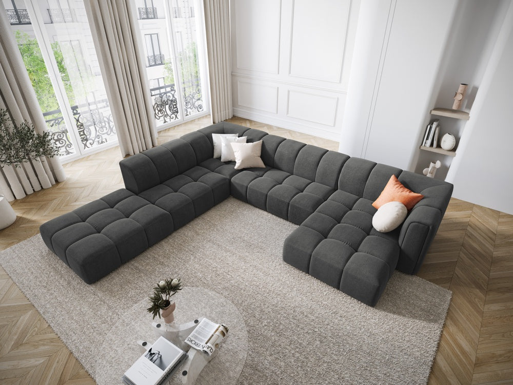 
Grosses Design Panorama-Sofa "Adams" - Chenille Dunkelgrau / Lange Seite links