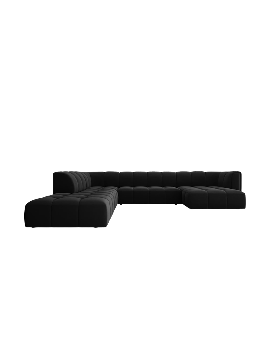 
Grosses Design Panorama-Sofa "Adams" - Samt Schwarz / Lange Seite links