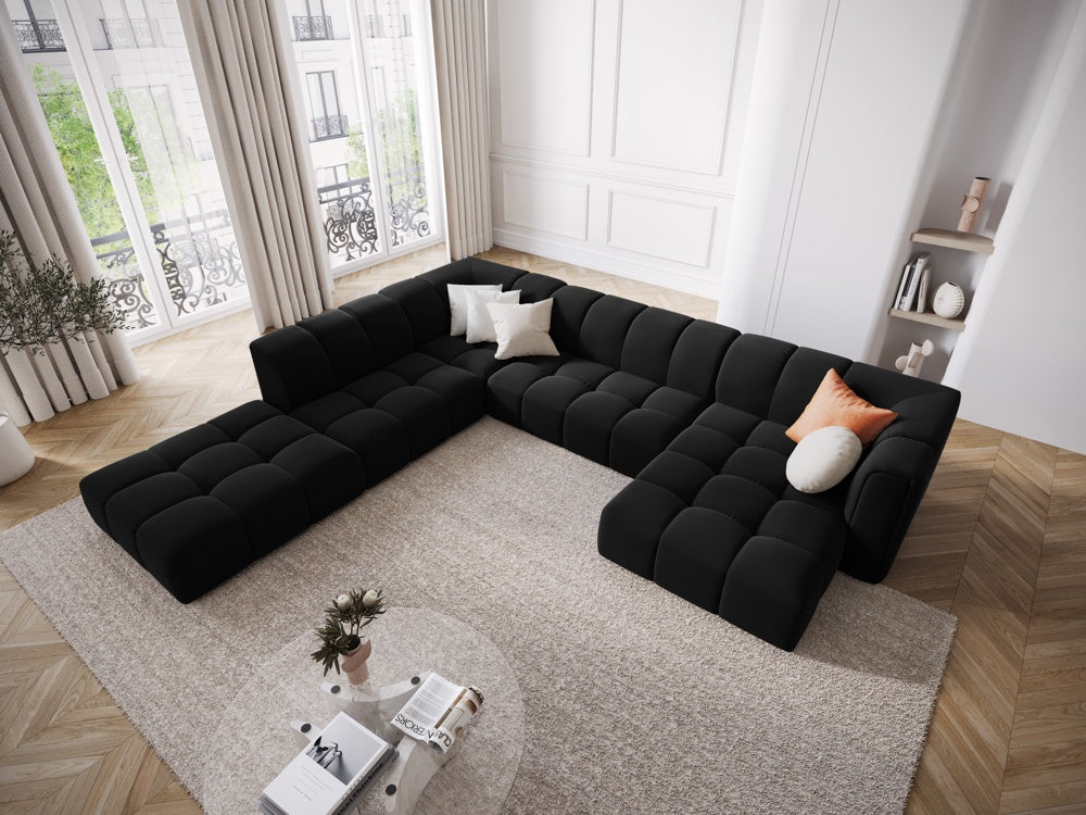 
Grosses Design Panorama-Sofa "Adams" - Samt Schwarz / Lange Seite links