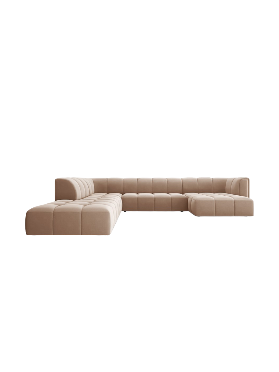 
Grosses Design Panorama-Sofa "Adams" - Samt  Beige / Lange Seite links