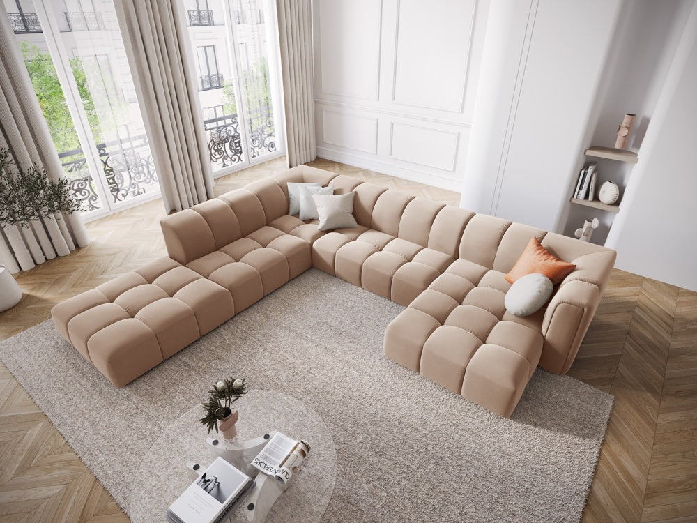 
Grosses Design Panorama-Sofa "Adams" - Samt  Beige / Lange Seite links