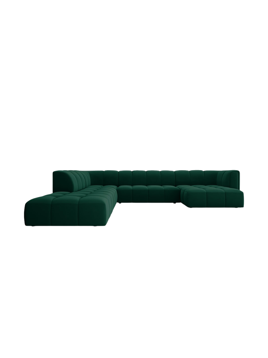 
Grosses Design Panorama-Sofa "Adams" - Samt Flaschengrün / Lange Seite links