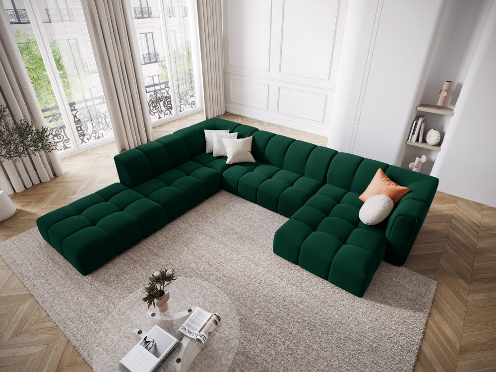 
Grosses Design Panorama-Sofa "Adams" - Samt Flaschengrün / Lange Seite links