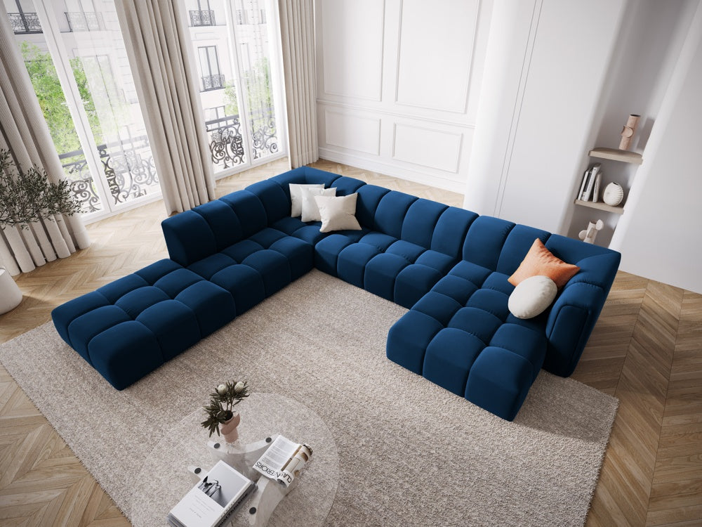 
Grosses Design Panorama-Sofa "Adams" - Samt Königsblau / Lange Seite links