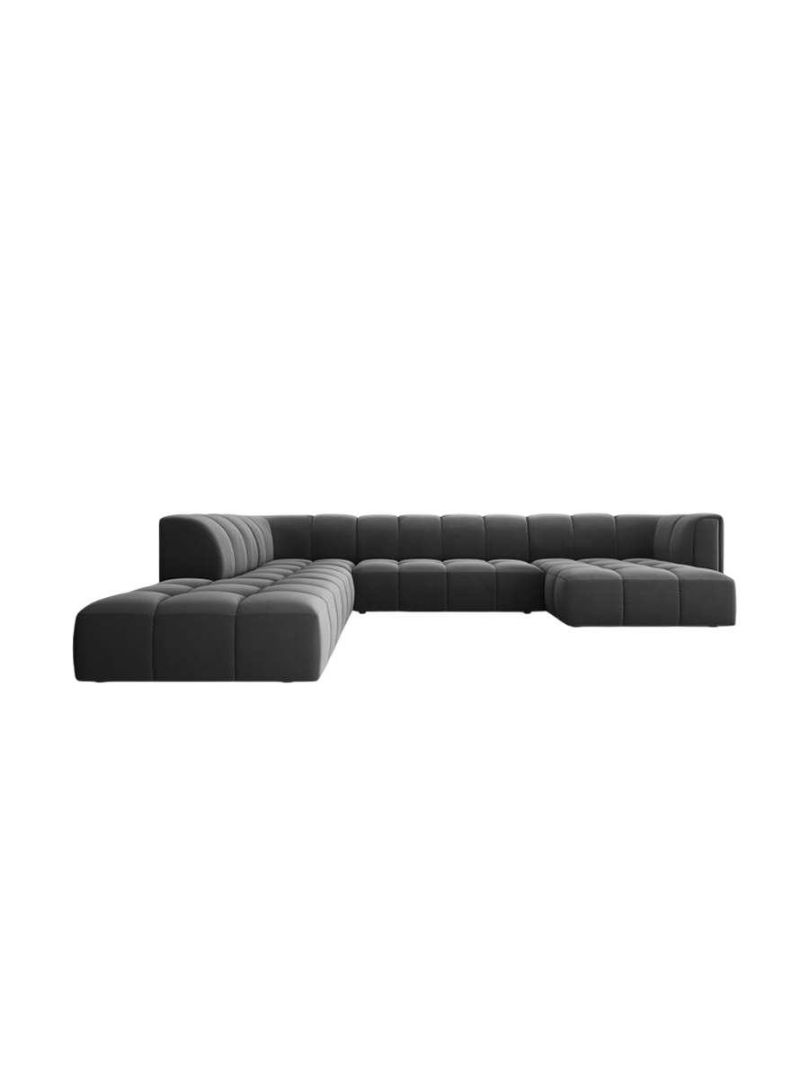 
Grosses Design Panorama-Sofa "Adams" - Samt Grau / Lange Seite links