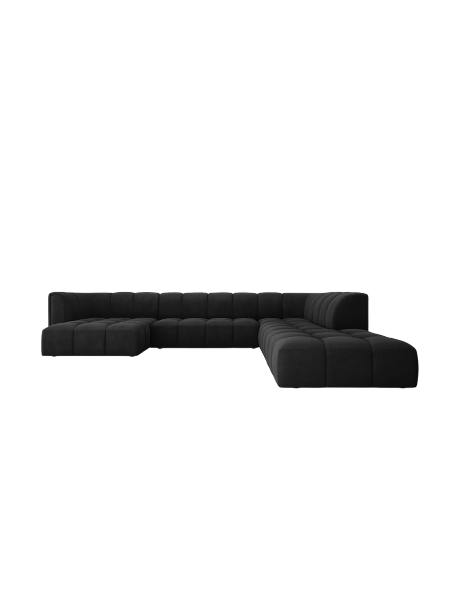 
Grosses Design Panorama-Sofa "Adams" - Chenille Schwarz / Lange Seite rechts