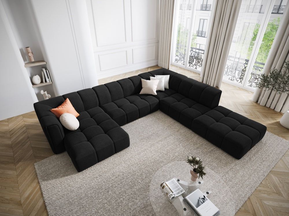 
Grosses Design Panorama-Sofa "Adams" - Chenille Schwarz / Lange Seite rechts