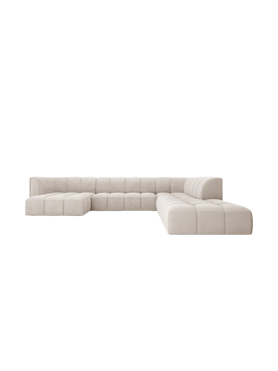 
Grosses Design Panorama-Sofa "Adams" - Chenille Beige / Lange Seite rechts