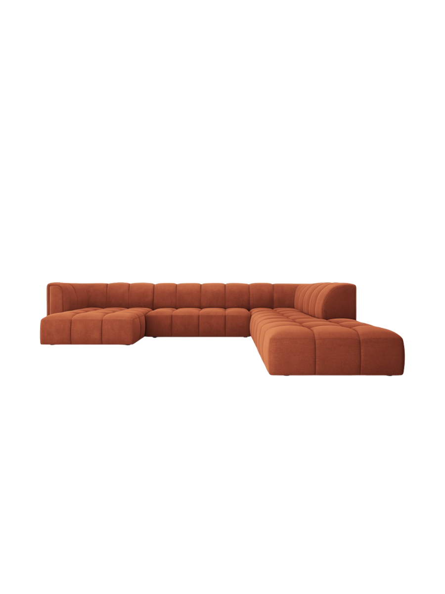 
Grosses Design Panorama-Sofa "Adams" - Chenille Terracotta / Lange Seite rechts