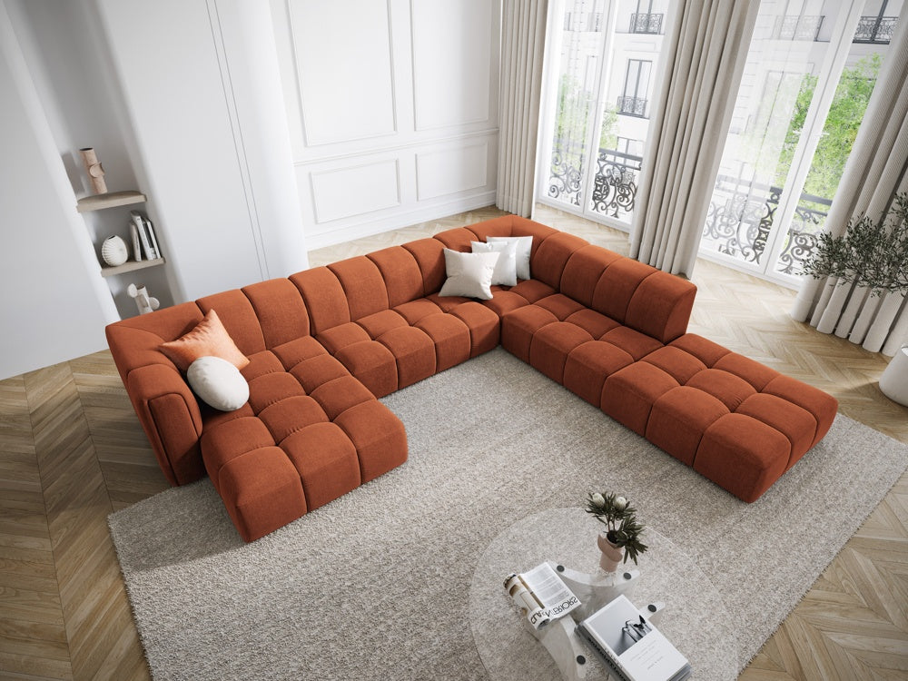 
Grosses Design Panorama-Sofa "Adams" - Chenille Terracotta / Lange Seite rechts