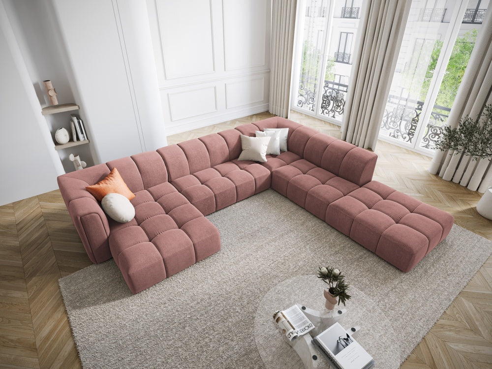 
Grosses Design Panorama-Sofa "Adams" - Chenille Rosa / Lange Seite rechts