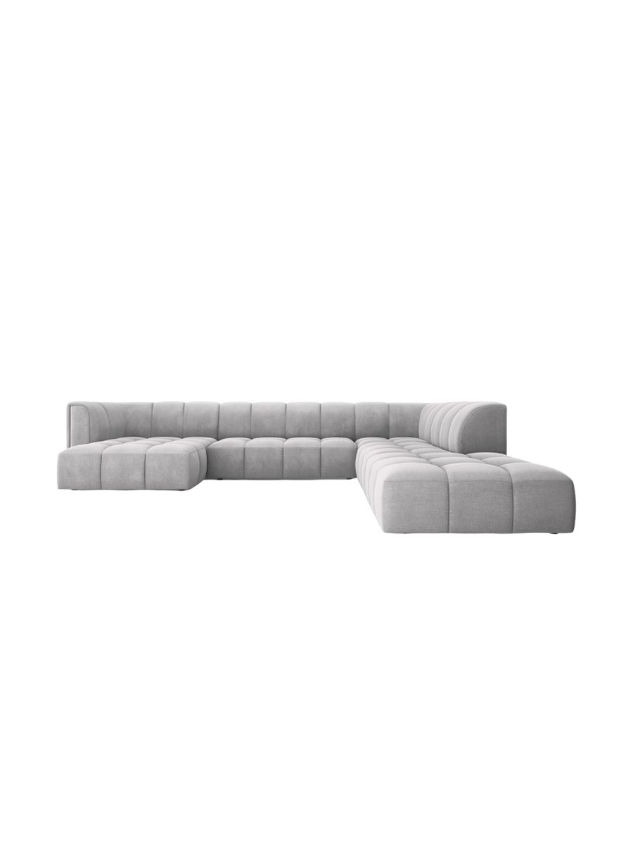 
Grosses Design Panorama-Sofa "Adams" - Chenille Hellgrau / Lange Seite rechts