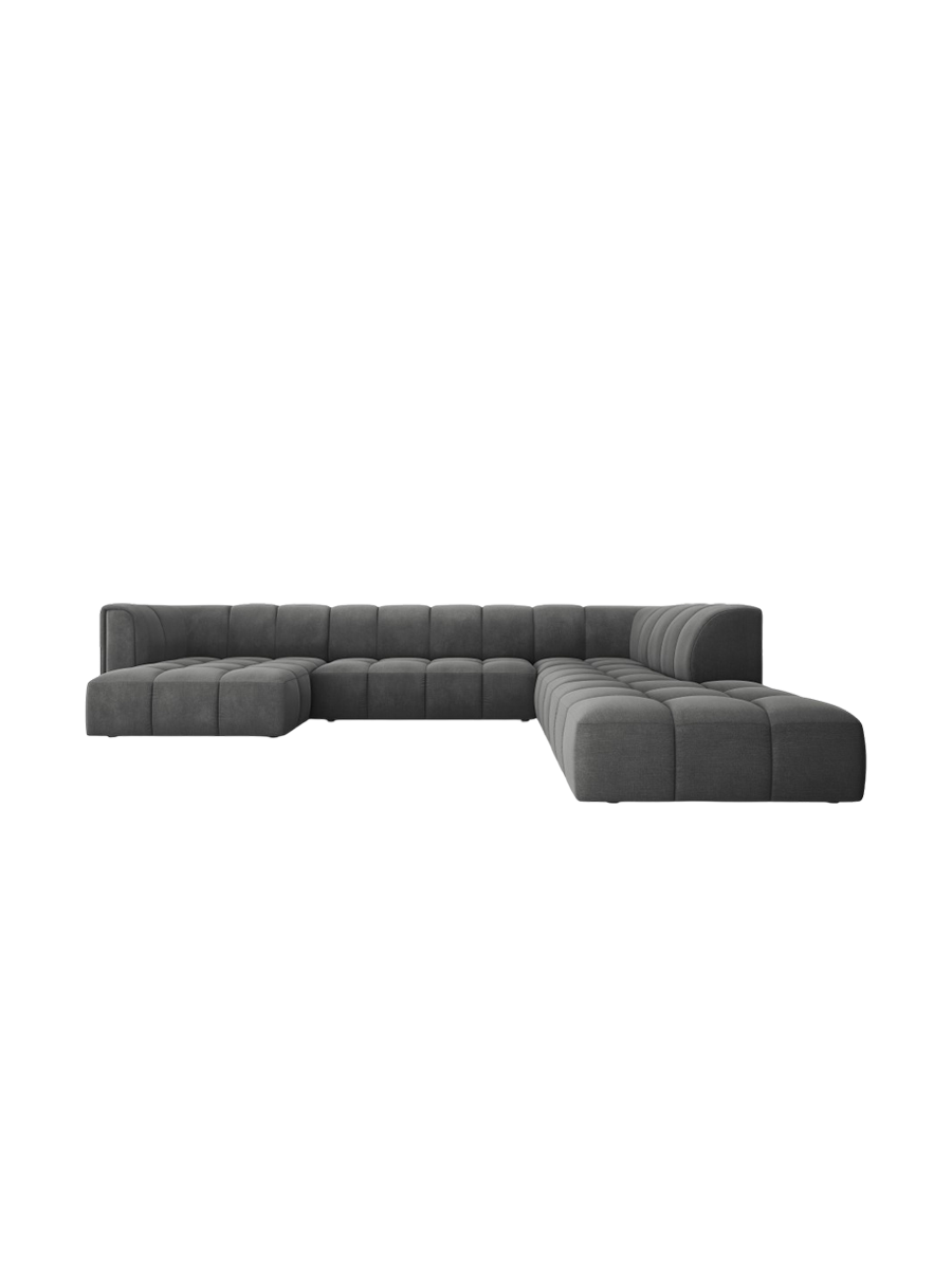 
Grosses Design Panorama-Sofa "Adams" - Chenille Dunkelgrau / Lange Seite rechts