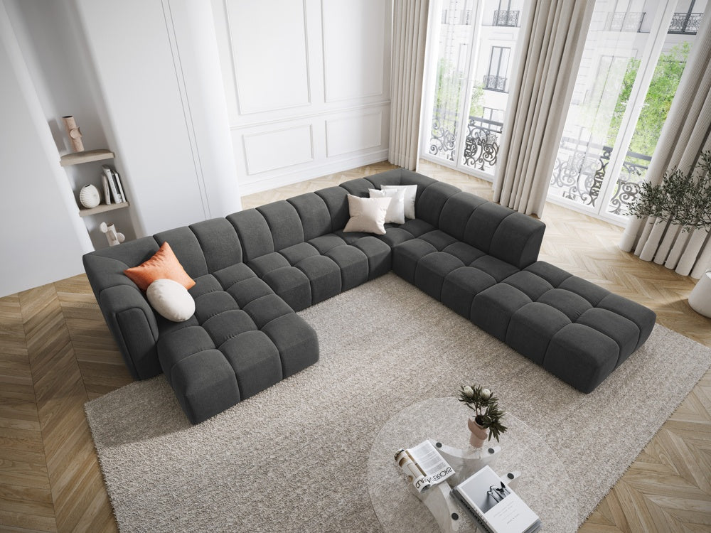 
Grosses Design Panorama-Sofa "Adams" - Chenille Dunkelgrau / Lange Seite rechts