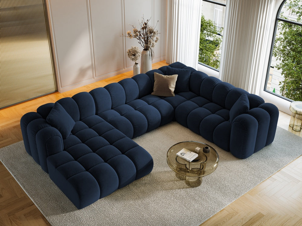 
6-Seater Designer Panoramic Sofa "Arden" - Velvet Royal Blue / long side right