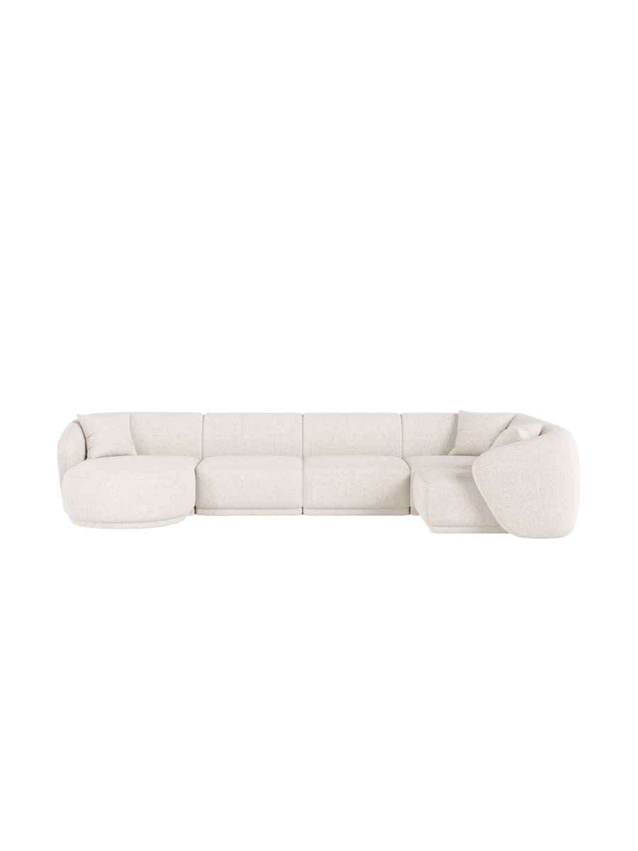 
Canapé panoramique design 6 places "Jane" - Chenille Beige Clair / Angle droit / méridienne gauche