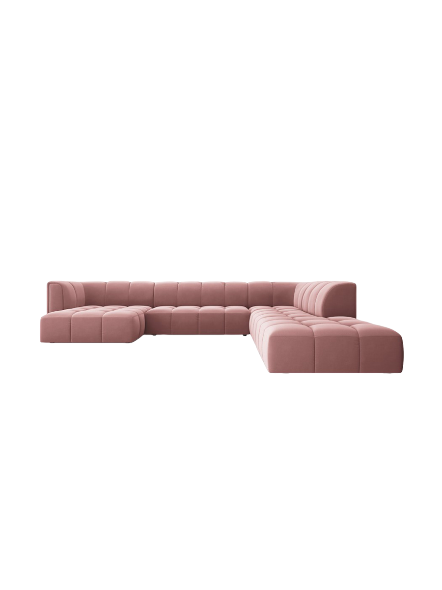 
Grosses Design Panorama-Sofa "Adams" - Samt  Rosa / Lange Seite rechts