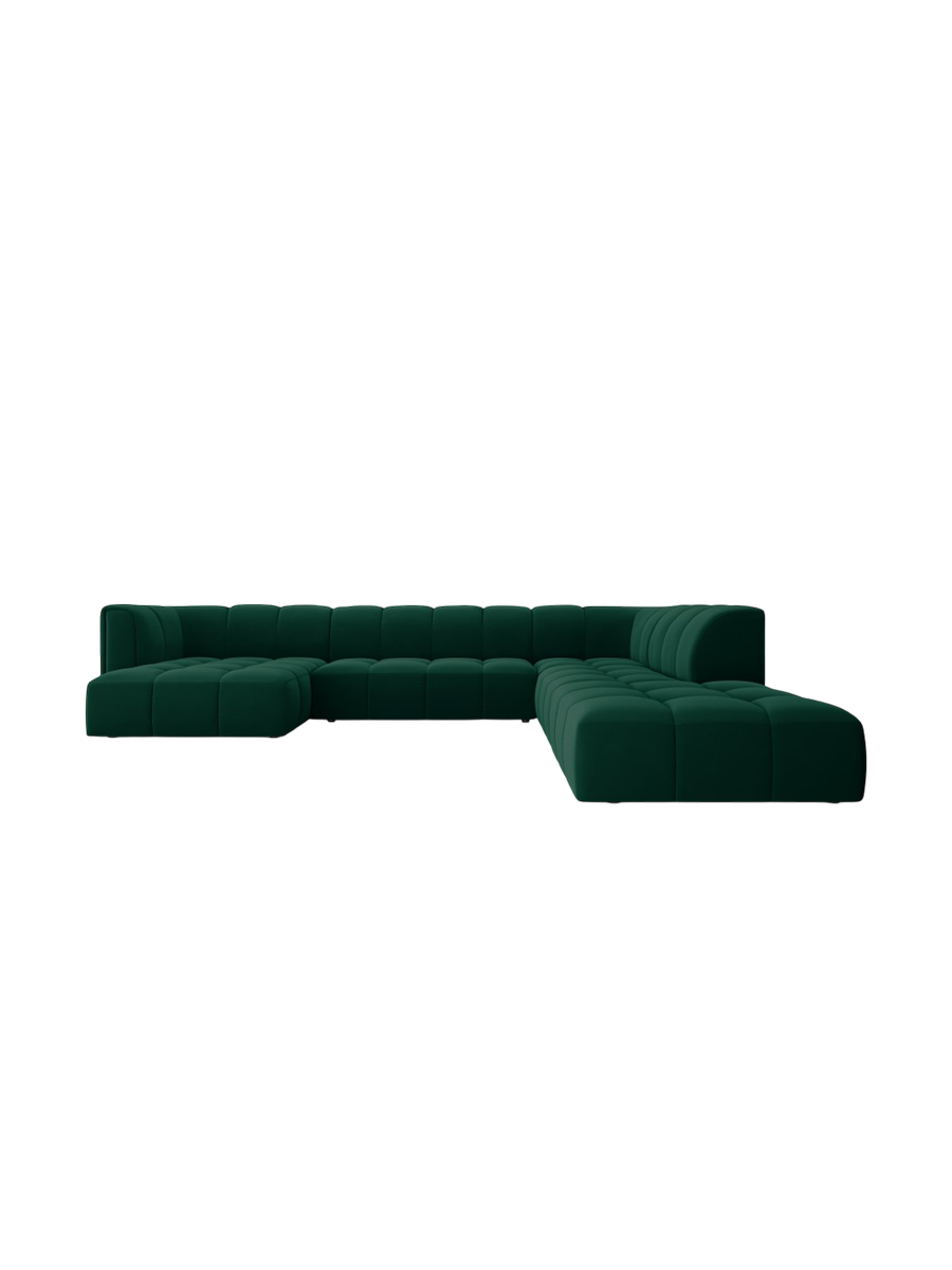 
Grosses Design Panorama-Sofa "Adams" - Samt Flaschengrün / Lange Seite rechts