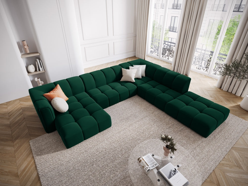 
Grosses Design Panorama-Sofa "Adams" - Samt Flaschengrün / Lange Seite rechts