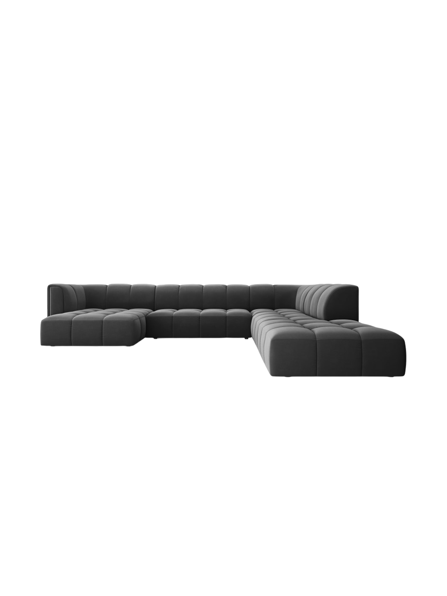 
Grosses Design Panorama-Sofa "Adams" - Samt Grau / Lange Seite rechts