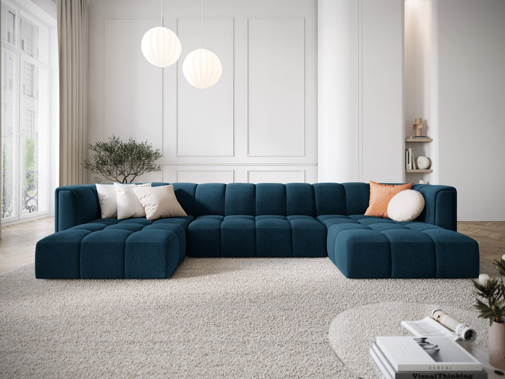 
Design Panorama-Sofa "Adams" - Chenille Königsblau