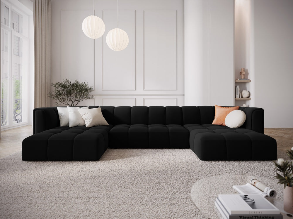 
Design Panorama-Sofa "Adams" - Samt Schwarz