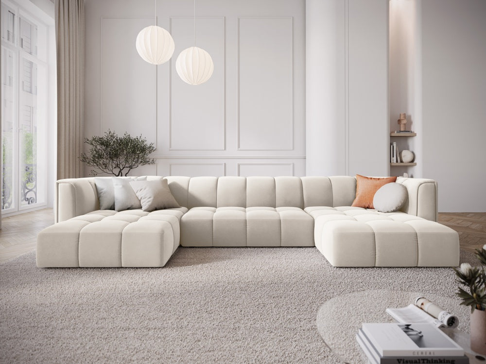 
Design Panorama-Sofa "Adams" - Samt Light Beige