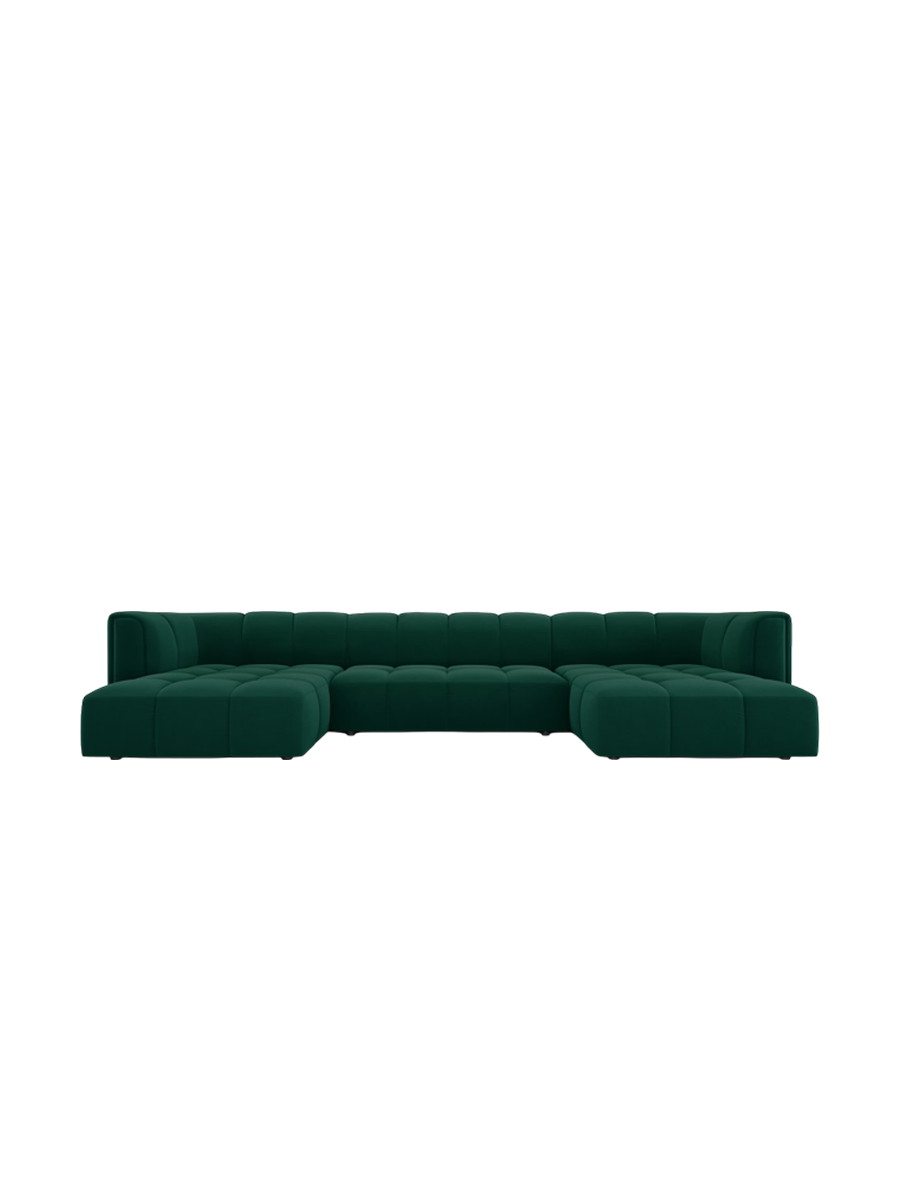 
Design Panorama-Sofa "Adams" - Samt Flaschengrün