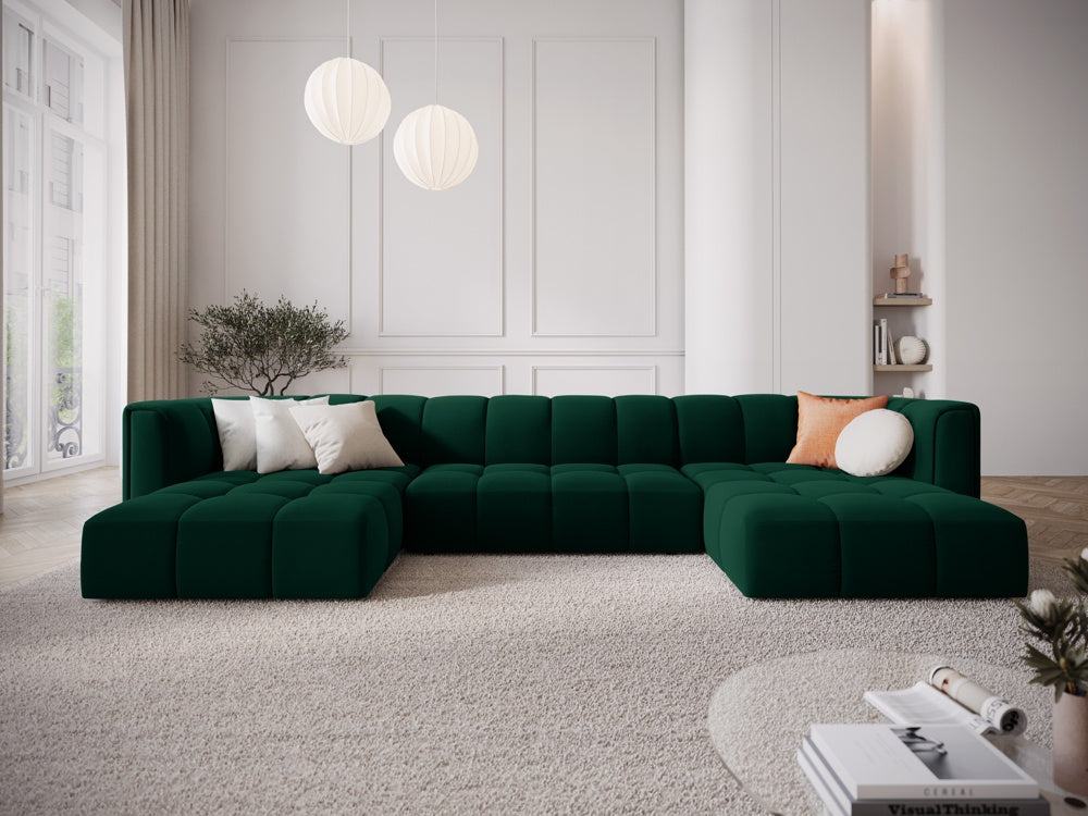 
Design Panorama-Sofa "Adams" - Samt Flaschengrün