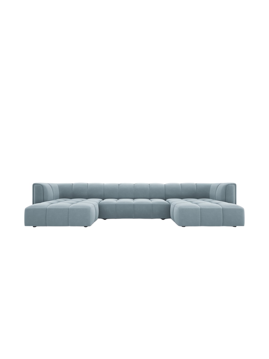 
Design Panorama-Sofa "Adams" - Samt Hellblau