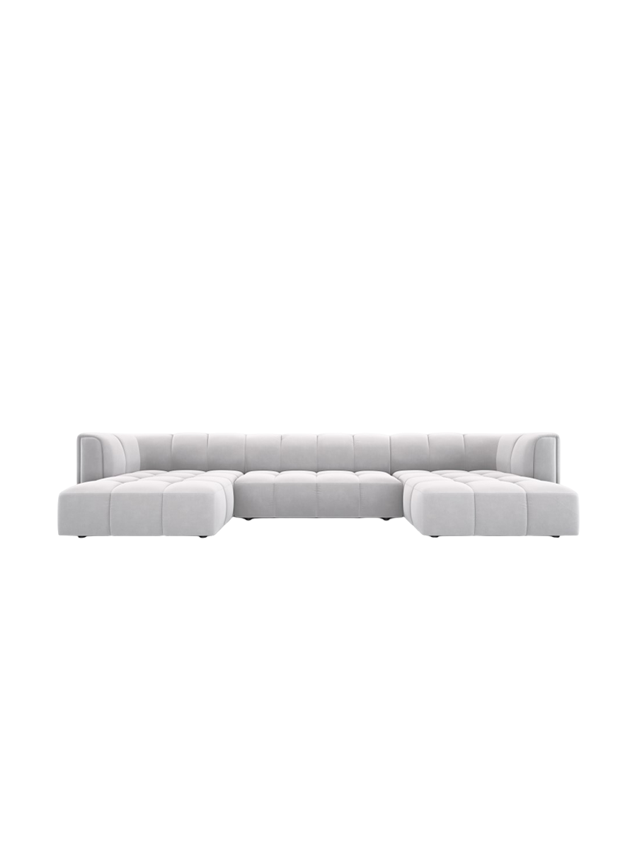 
Design Panorama-Sofa "Adams" - Samt Silver